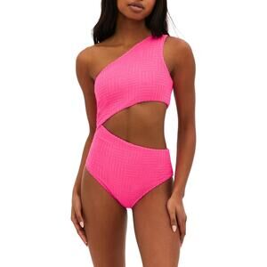 Beach Riot Women’s Celine Cutout One-Shoulder One-Piece Pink Swimsuit Size M